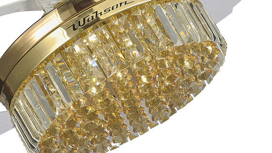 Lampshade κρυστάλλου εισελκόμενο φως ανώτατων ανεμιστήρων 36W των σιωπηλών οδηγήσεων με το δίπλωμα των λεπίδων