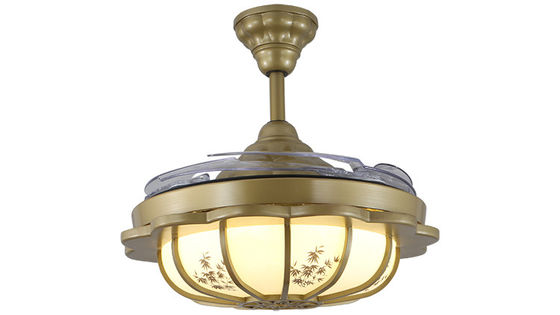 Ακρυλικό Lampshade 150lm/W χρυσό εισελκόμενο ανοιχτό θερμό λευκό ανώτατων ανεμιστήρων