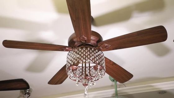 Κανένας Lampshade γυαλιού ανώτατων ανεμιστήρων χαλκού θορύβου 18w παλαιός ανεμιστήρας πολυελαίων τραπεζαρίας