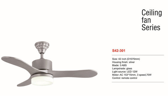 42 ίντσας Dimmable των οδηγήσεων τηλεχειρισμός χρώματος ανώτατων ανεμιστήρων ασημένιος που αναστέλλεται που τοποθετείται