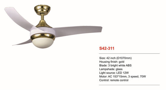42 ανεμιστήρας 3 τηλεχειρισμού Dimmable ίντσας ανώτατος φωτεινές άσπρες λεπίδες ABS