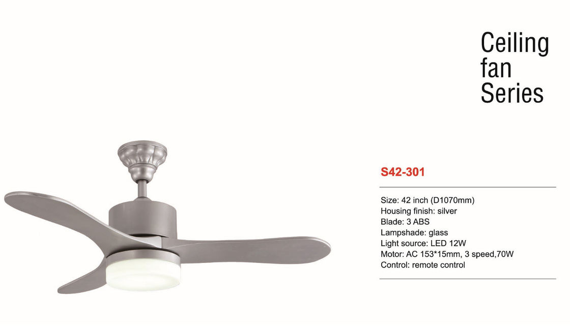 42 ίντσας Dimmable των οδηγήσεων τηλεχειρισμός χρώματος ανώτατων ανεμιστήρων ασημένιος που αναστέλλεται που τοποθετείται