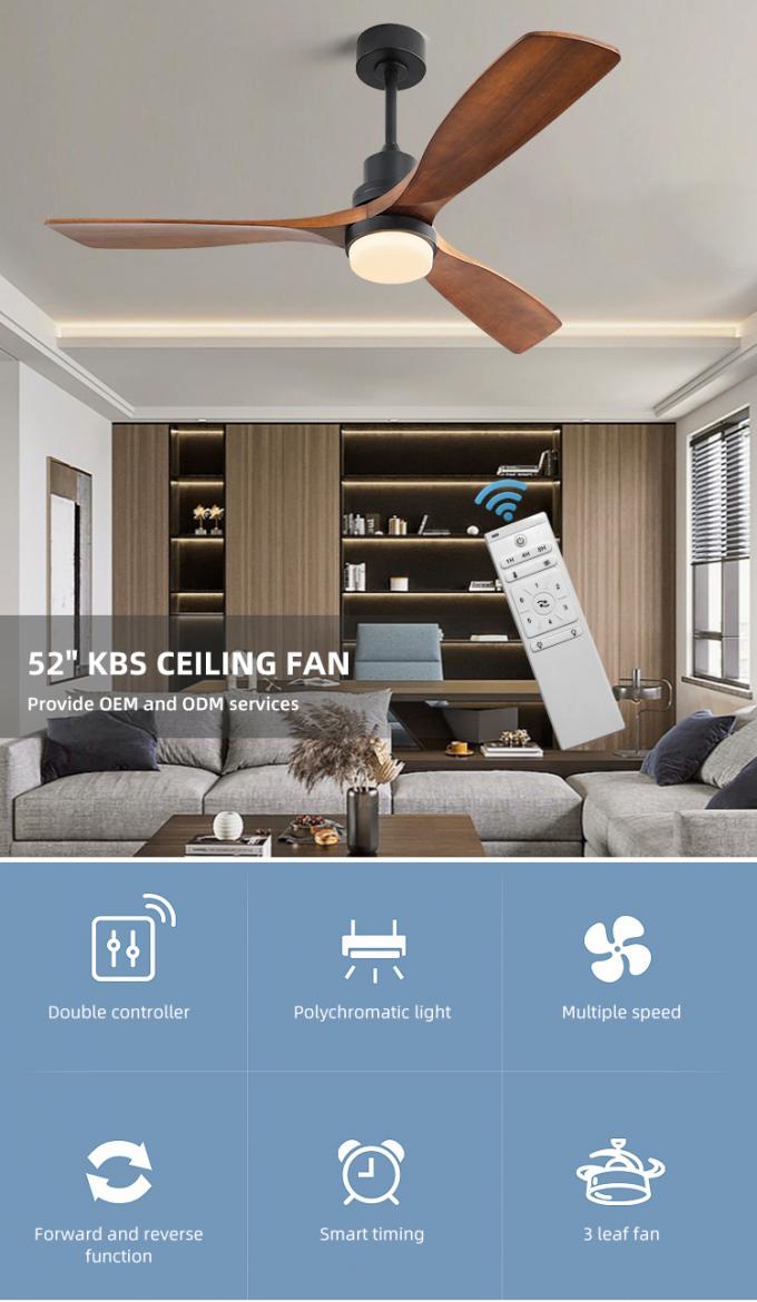 Συνεχές ρεύμα 65W 3 εναλλασσόμενου ρεύματος Dimmable υποστήριξης ανώτατος ανεμιστήρας εγχώριου τηλεχειρισμού λεπίδων έξυπνος με το φως των οδηγήσεων