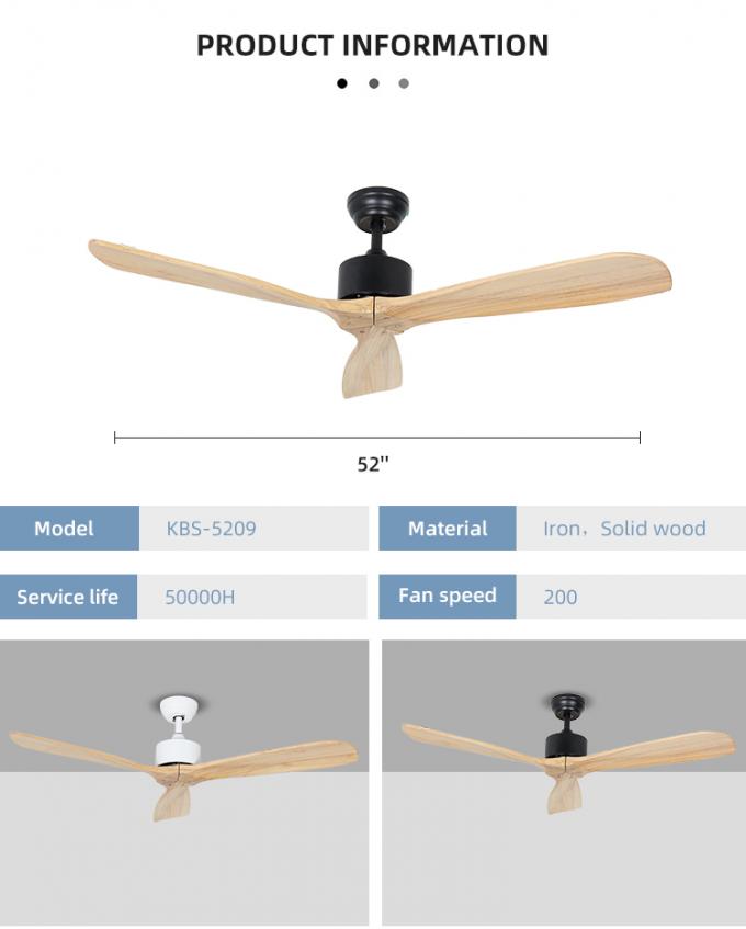 Καυτός σίδηρος στερεό ξύλινο 52Inch 3 πώλησης εσωτερικός οδηγημένος ανώτατος ανεμιστήρας καθιστικών λεπίδων διακοσμητικός