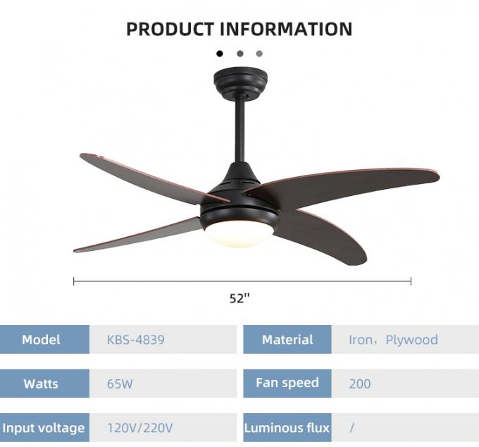 Ενέργεια - κοντραπλακέ 52Inch 4 σιδήρου αποταμίευσης διακοσμητικό εσωτερικό βιομηχανικό οδηγημένο φως ανώτατων ανεμιστήρων λεπίδων